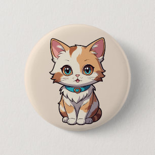 Charmingly Cute Cat Design 6 Cm Round Badge