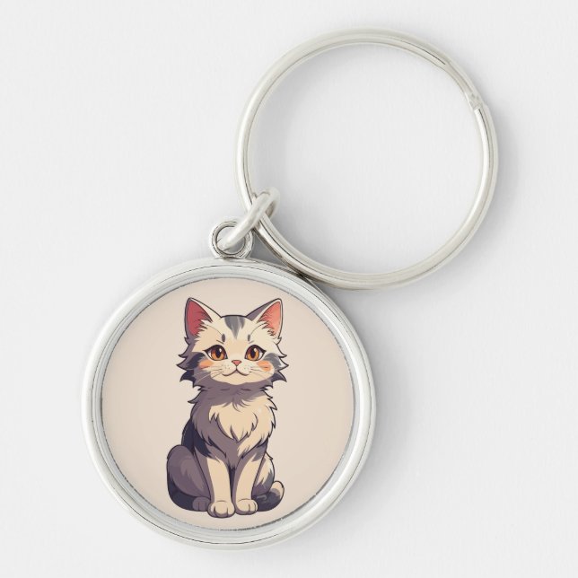 Charmingly Cute Kitty Design Key Ring (Front)