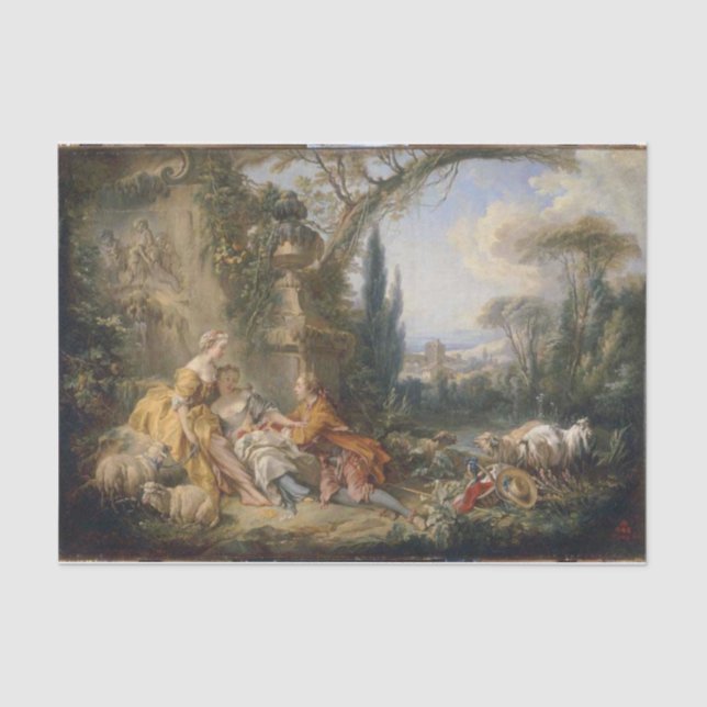 Charms of Country Life by Francois Boucher Tissue Paper (Front)