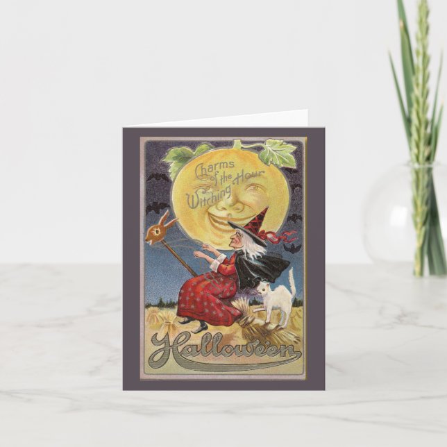 Charms of the Witching Hour Halloween Vintage Card (Front)