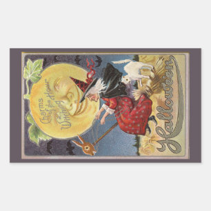 Charms of the Witching Hour Halloween Vintage Rectangular Sticker
