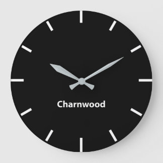 Charnwood Black Face Time Zone Newsroom Wall Large Clock