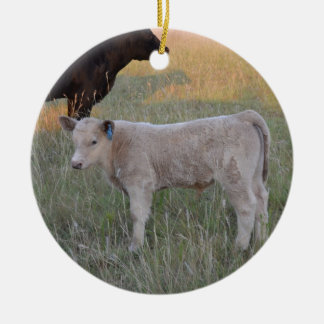Charolais calf ceramic tree decoration