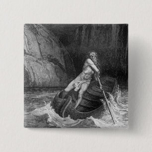 Charon, the Ferryman of Hell 15 Cm Square Badge