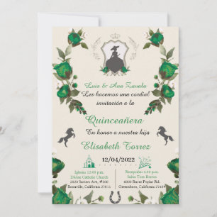 Charra Green Simplicity invitation, Charro Western