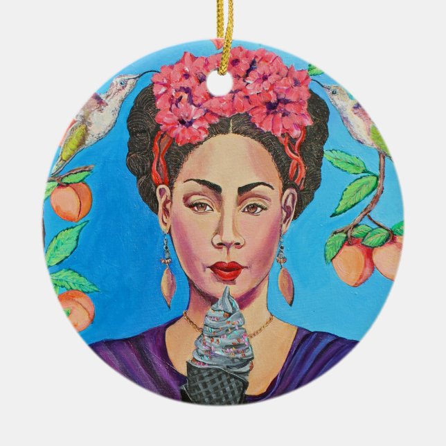 Charred Ice Ceramic Ornament (Front)