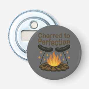 Charred to Perfection Funny Campfire Hot Dog Bottle Opener