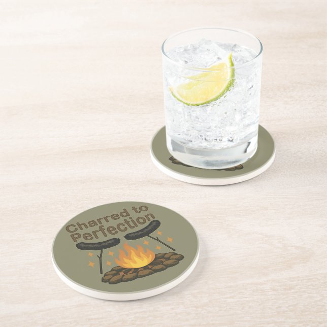 Charred to Perfection Funny Campfire Hot Dog Coaster (Side)