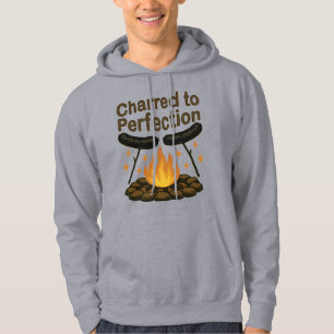 Charred to Perfection Funny Campfire Hot Dog Hoodie