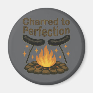 Charred to Perfection Funny Campfire Hot Dog Magnet