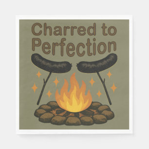 Charred to Perfection Funny Campfire Hot Dog Napkin