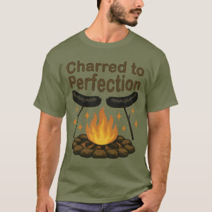 Charred to Perfection Funny Campfire Hot Dog T-Shirt
