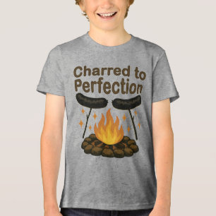 Charred to Perfection Funny Campfire Hot Dog Tri-Blend Shirt