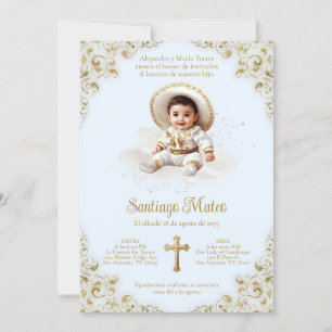 Charro Baptism Invitation – Niño Bautizo – Blue