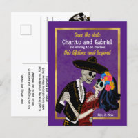 Charro Catrina Sugar Skulls Purple Save the Date