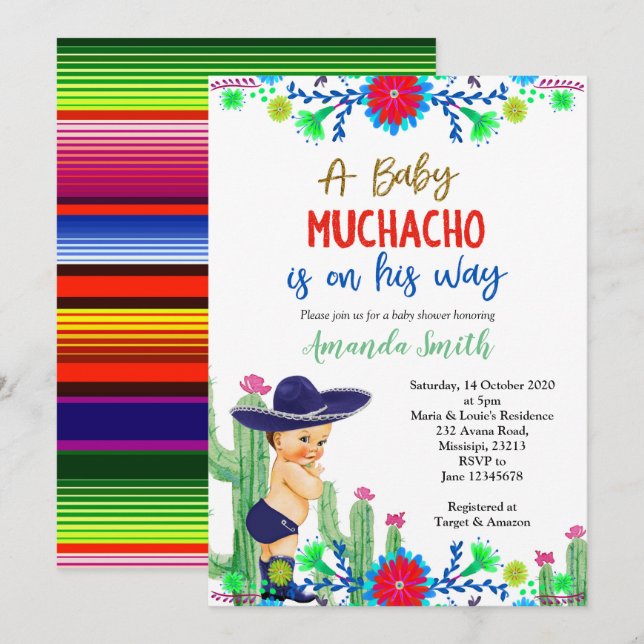 Charro Mexican Boy Baby Shower Invitation (Front/Back)