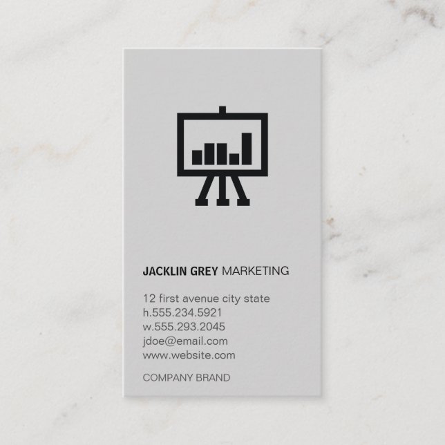 Chart icon Grey and Black Business Card (Front)