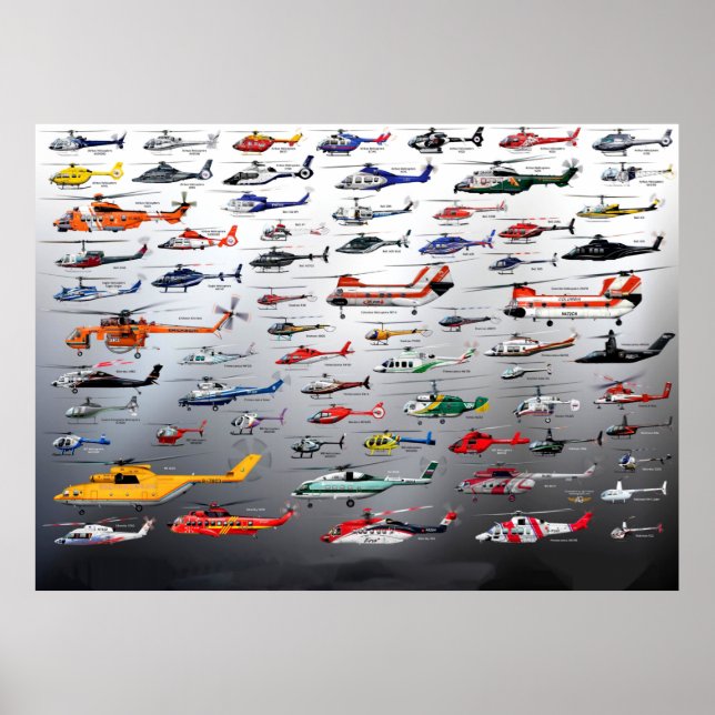Chart list of Helicopters Poster (Front)