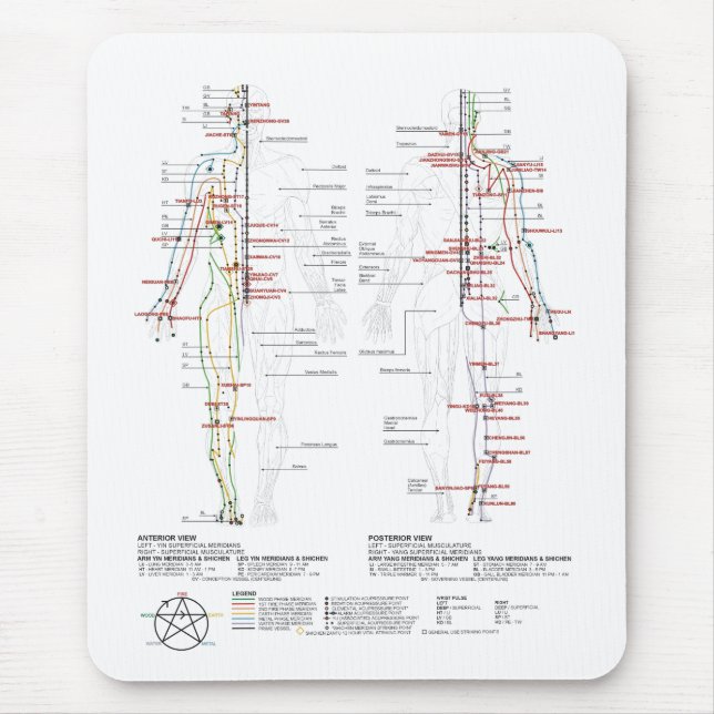 Chart of Human Meridians Mouse Mat (Front)