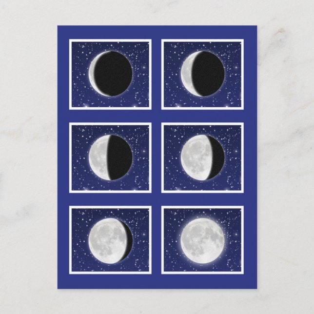 Chart of Phases of the Moon with Stars Postcard (Front)