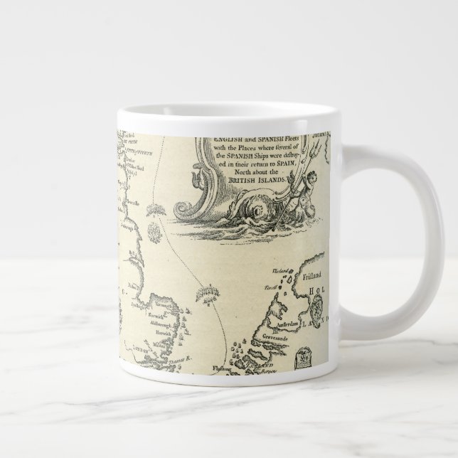 Chart of the course of the Spanish Armada Large Coffee Mug (Right)