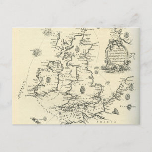 Chart of the course of the Spanish Armada Postcard