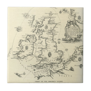 Chart of the course of the Spanish Armada Tile