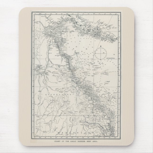 Chart of the Great Barrier Reef Area Map Mouse Mat (Front)