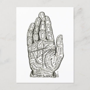 "Chart of the Hand" for Palm Reading / Palmistry Postcard