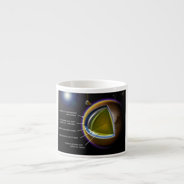 Chart of the Inner Layers of Saturn Moon Titan Espresso Cup (Front)