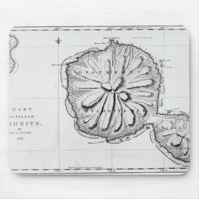 Chart of the Island Otaheite, 1769 Mouse Mat (Front)