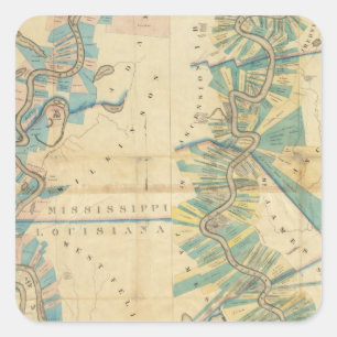 Chart of The Lower Mississippi River Square Sticker