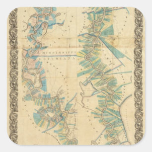 Chart of The Lower Mississippi River Square Sticker