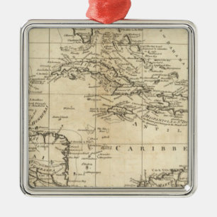 Chart of the West Indies 2 Metal Tree Decoration