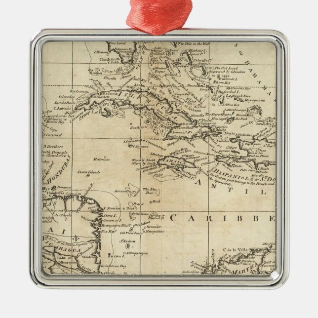 Chart of the West Indies 2 Metal Tree Decoration (Front)
