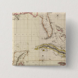 Chart of The West Indies and Spanish Dominions 15 Cm Square Badge