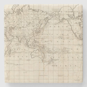 Chart of the World Stone Coaster