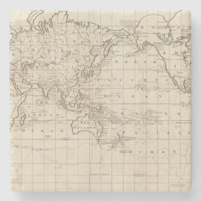 Chart of the World Stone Coaster (Front)