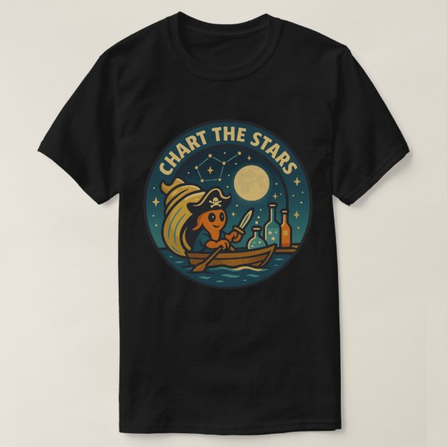 Chart The Stars Pirate Octopus T-Shirt (Design Front)