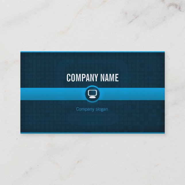 Chart visits - Professional blue data processing Business Card (Front)