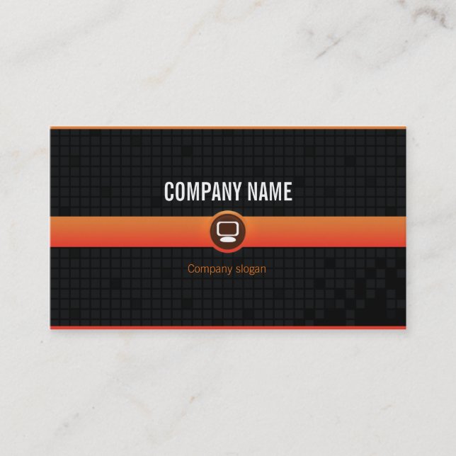 Chart visits - Professional orange data processing Business Card (Front)