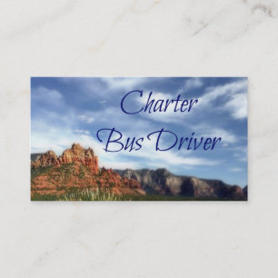 Charter Bus Driver Scenic Desert Background Business Card