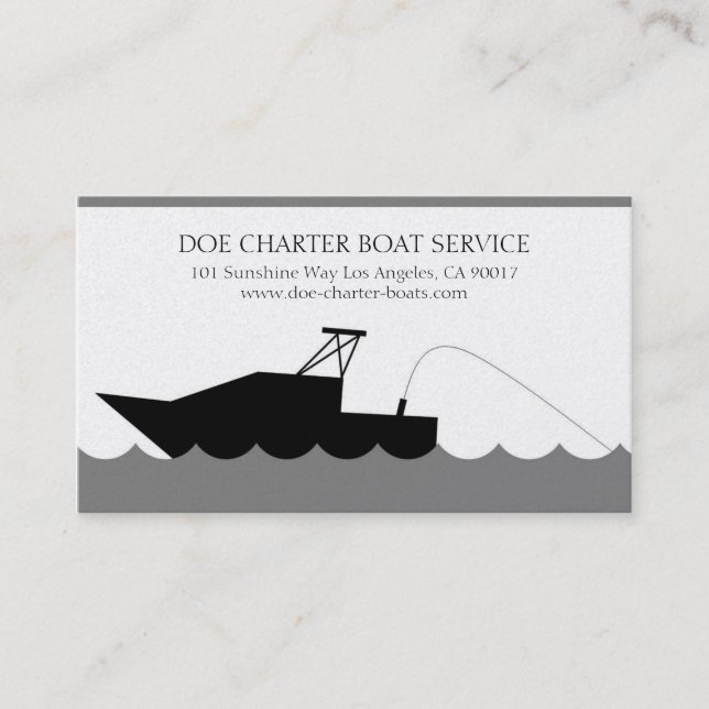 Charter Deep Sea Fishing Boat Gold Paper Business Card (Front)