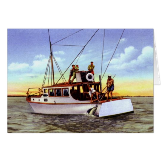 Charter Fishing at Fort Pierce Florida 1930 Card