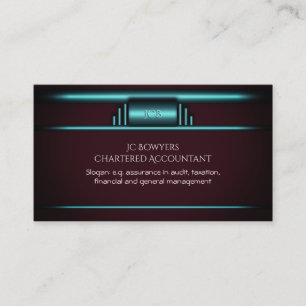 Chartered Accountant - Art Deco Blue on Maroon Business Card