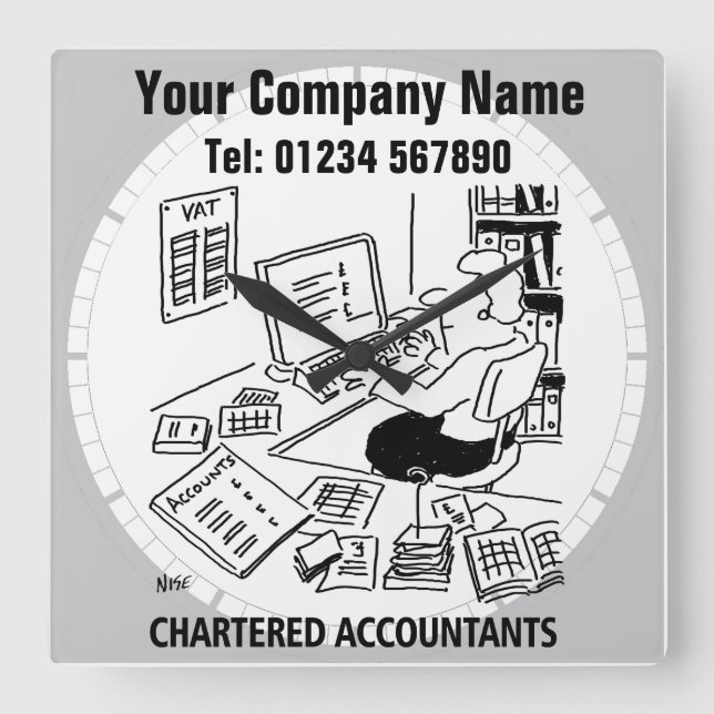 Chartered Accountant Auditor Accountancy Services Square Wall Clock (Front)