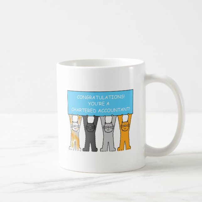 Chartered Accountant Congratulations Cartoon Cats Coffee Mug (Right)