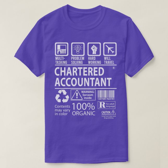 Chartered Accountant MultiTasking Certified Job Gi T-Shirt (Design Front)