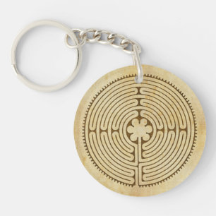 Chartres Labyrinth antique style 1 + your ideas Key Ring