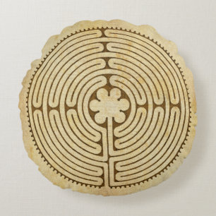 Chartres Labyrinth antique style 1 + your ideas Round Cushion